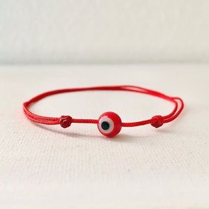 Dainty Red Evil Eye Slip Knot Bracelet